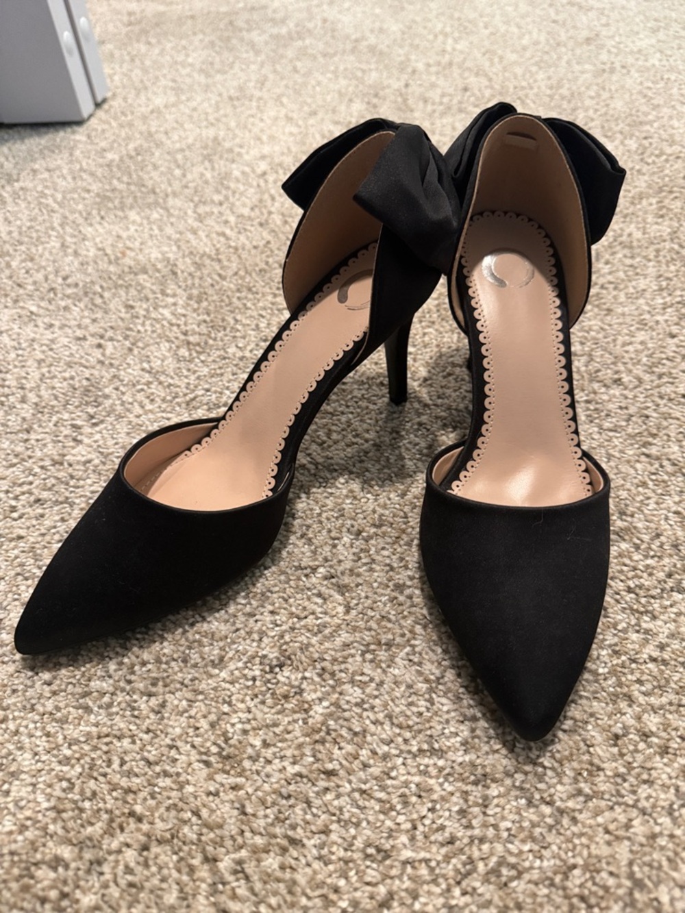 Journee Collection Black Pointed-Toe Heels with Ankle Bow